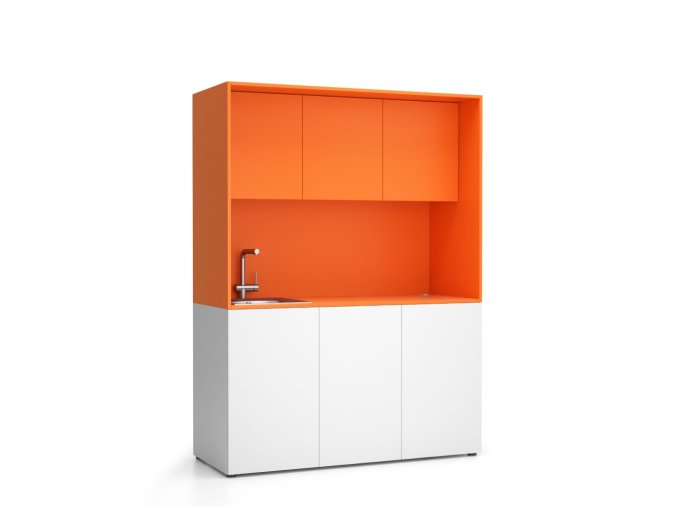 kuchynka nika se drezem a baterii 1481 x 600 x 2000 mm oranzova leve 16938