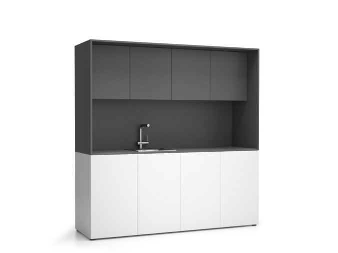 kuchynka nika se drezem a baterii 1963 x 600 x 2000 mm grafitova leve 16963