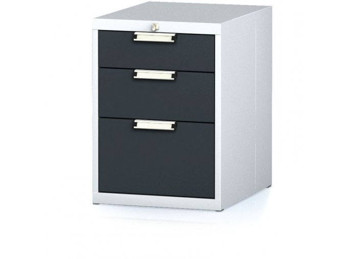 Dílenský zásuvkový box na nářadí MECHANIC, 3 zásuvky, 480 x 600 x 662 mm, antracitové dveře