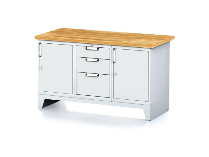 dilensky stul mechanic i 2 skrinky a zasuvkovy box na naradi 3 zasuvky 1500x685x880 mm sede dvere 17921
