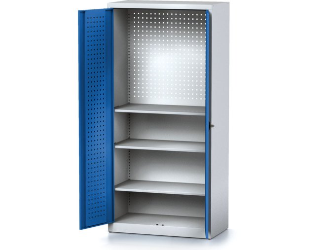 policova dilenska skrin 2 dverova mechanic 3 police 920 x 500 x 1950 mm modre dvere 17186