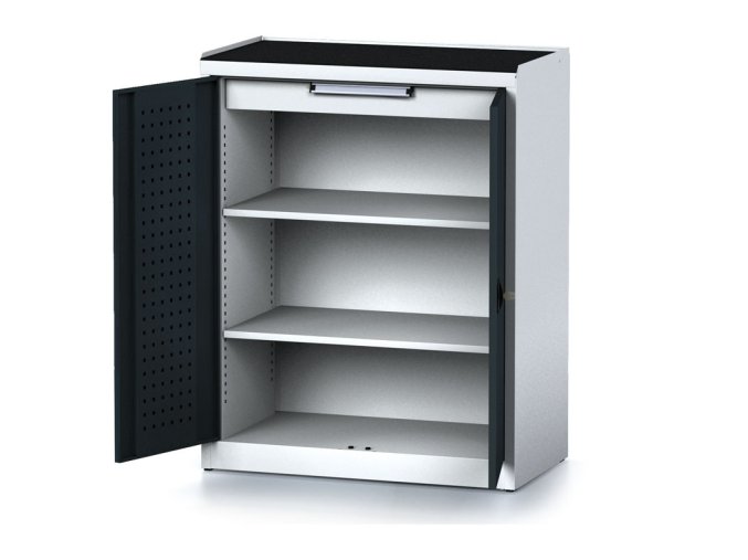 policova dilenska skrin 2 dverova mechanic 2 police 1 zasuvka 920 x 500 x 1170 mm antracitove dvere 17146