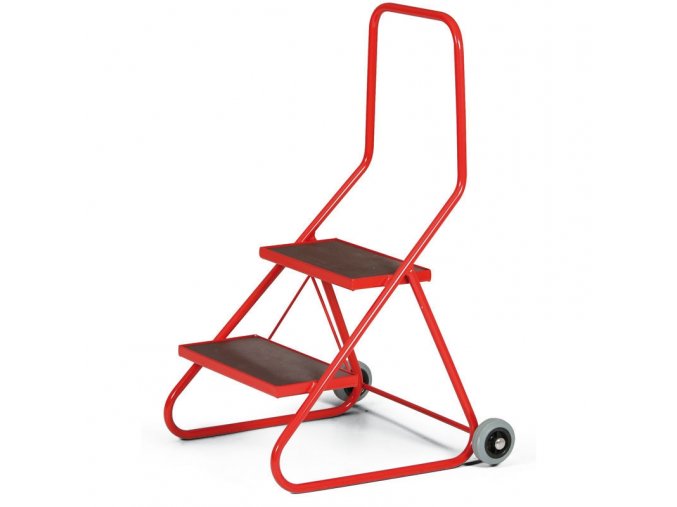 Ocelové mobilní schůdky, 2 stupně, výška plošiny 43 cm