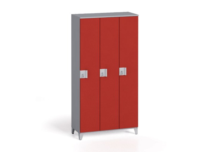 satni skrinka s4 3 oddily 1750 x 900 x 400 mm demont otocny zamek seda cervena 18479