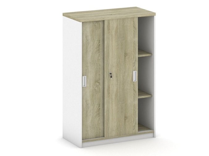 Skříň zasouvací MIRELLI, 800 x 400 x 1200 mm, bílá/dub sonoma