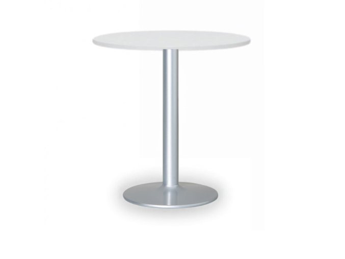 Konferenční stolek FILIP II, průměr 80 cm, šedá podnož, bílá
