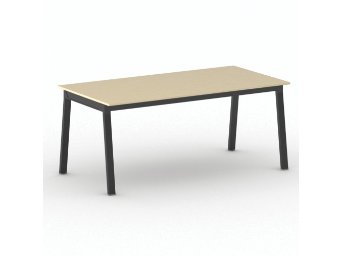 Jednací kancelářský stůl PRIMO BASIC, 180x90 cm, černá podnož, bříza