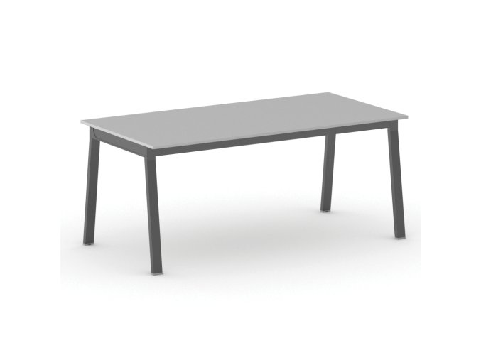 Jednací kancelářský stůl PRIMO BASIC, 180x90 cm, černá podnož, šedá
