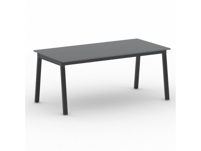 Jednací kancelářský stůl PRIMO BASIC, 180x90 cm, černá podnož, grafit