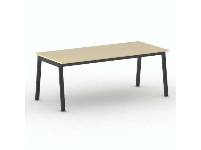 Jednací kancelářský stůl PRIMO BASIC, 200x90 cm, černá podnož, bříza