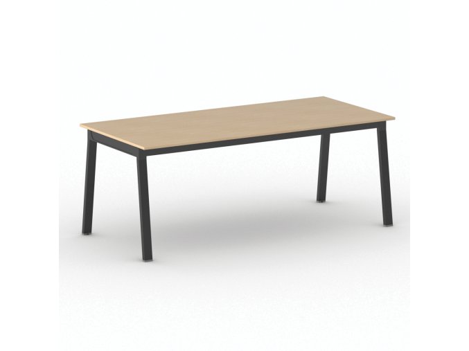 Jednací kancelářský stůl PRIMO BASIC, 200x90 cm, černá podnož, buk