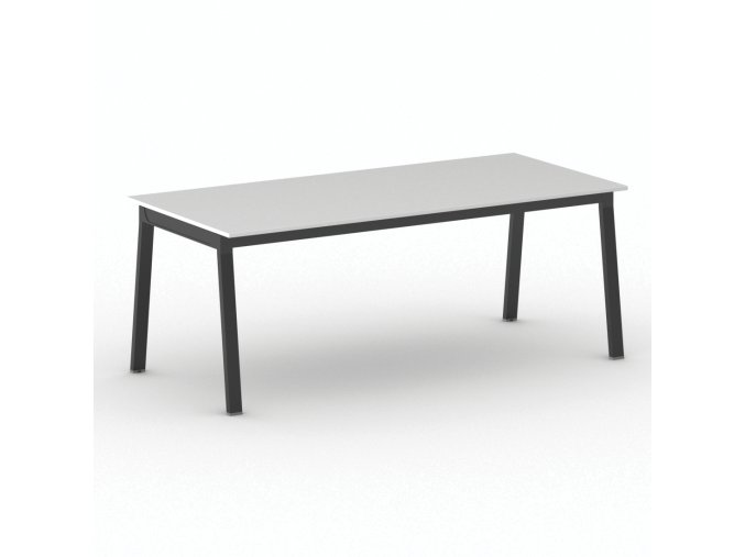 Jednací kancelářský stůl PRIMO BASIC, 200x90 cm, černá podnož, bílá