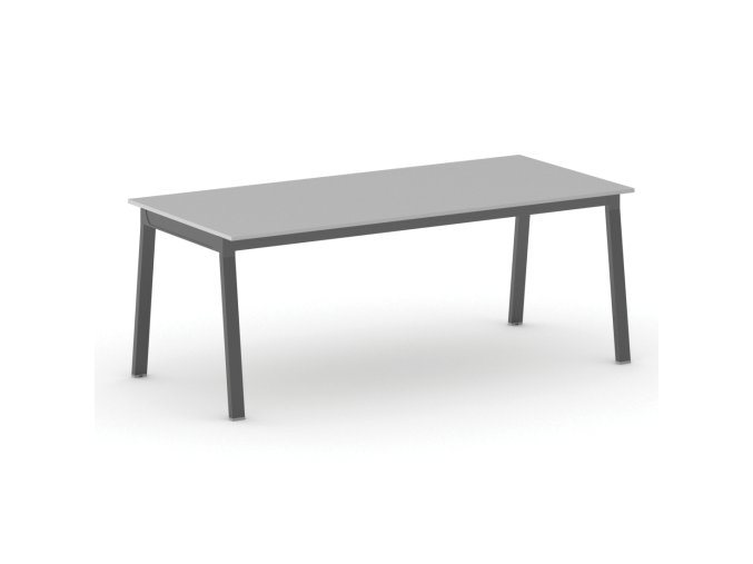 Jednací kancelářský stůl PRIMO BASIC, 200x90 cm, černá podnož, šedá
