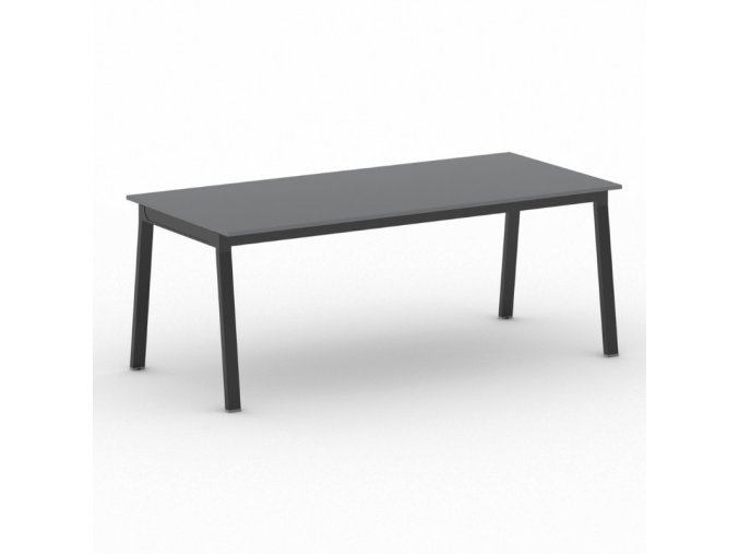 Jednací kancelářský stůl PRIMO BASIC, 200x90 cm, černá podnož, grafit
