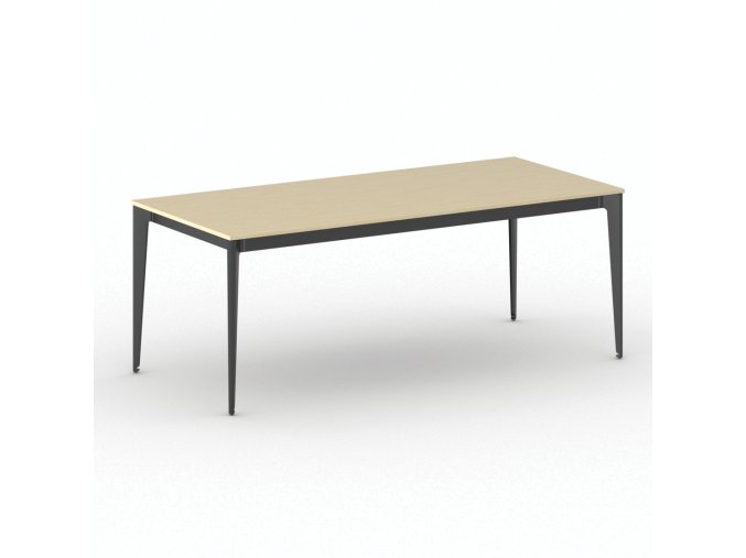 Jednací kancelářský stůl PRIMO ACTION, 200x90 cm, černá podnož, bříza