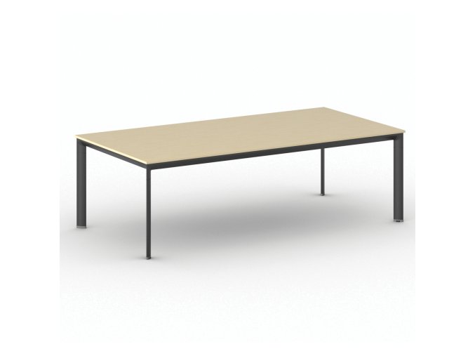 Jednací kancelářský stůl PRIMO INVITATION, 240x120 cm, černá podnož, bříza