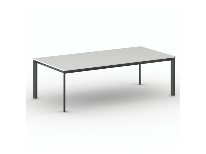 Jednací kancelářský stůl PRIMO INVITATION, 240x120 cm, černá podnož, bílá