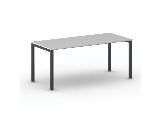 Jednací kancelářský stůl PRIMO SQUARE, 180x80 cm, černá podnož, šedá