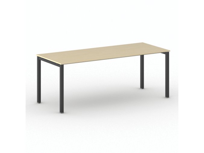 Jednací kancelářský stůl PRIMO SQUARE, 200x80 cm, černá podnož, bříza