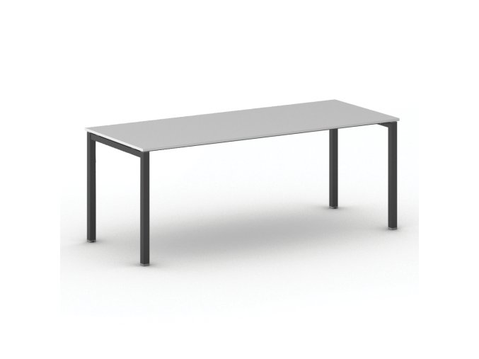 Jednací kancelářský stůl PRIMO SQUARE, 200x80 cm, černá podnož, šedá