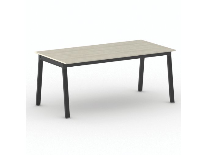 Jednací kancelářský stůl PRIMO BASIC, 180x90 cm, černá podnož, dub přírodní