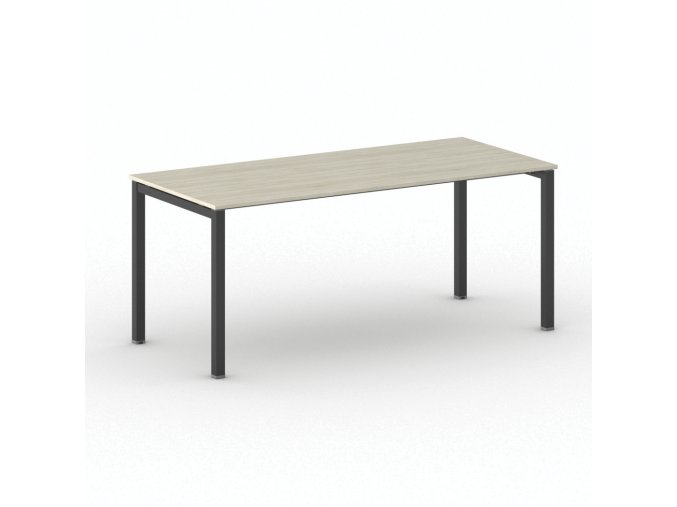 Jednací kancelářský stůl PRIMO SQUARE, 180x80 cm, černá podnož, dub přírodní