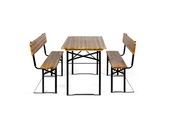 Zahradní pivní set s opěradly - 2x zahradní lavice, 1x venkovní stůl