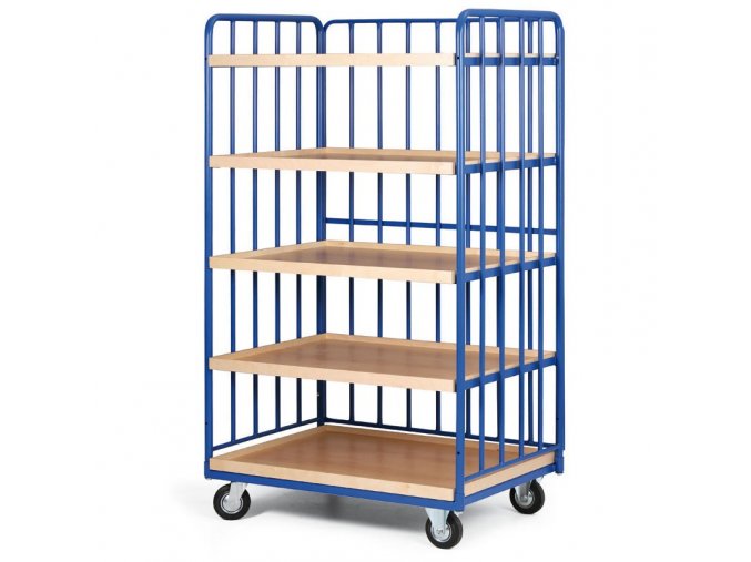 policovy vozik 5 polic s hranou 3 bocnice s vyplni nosnost 300 kg 1218