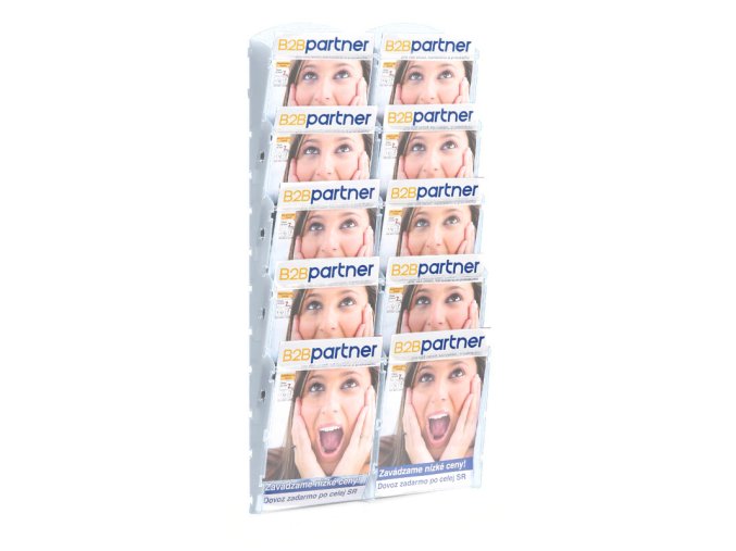 nastenny plastovy zasobnik na prospekty 2 x 5 a5 bily 116673