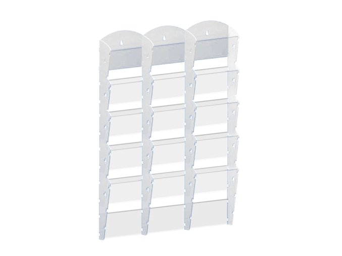 nastenny plastovy zasobnik na prospekty 3 x 5 a4 bily 116648