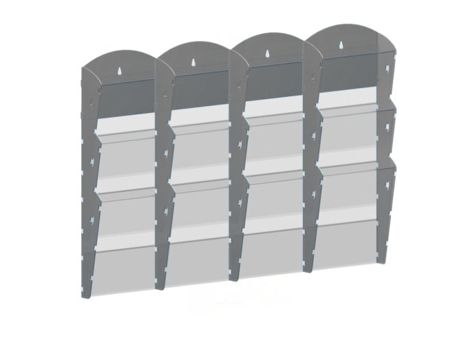 nastenny plastovy zasobnik na prospekty 4 x 3 a5 sedy 116618