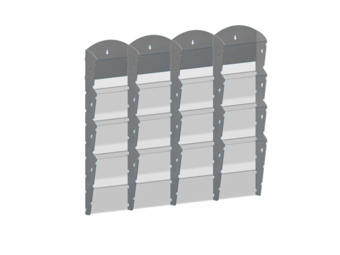 nastenny plastovy zasobnik na prospekty 4 x 4 a5 sedy 116595