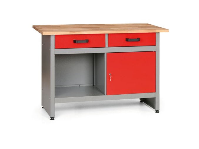 pracovni stul do dilny hobby i 840 x 1200 x 600 mm 2 zasuvky 1 skrinka 1 police 1396