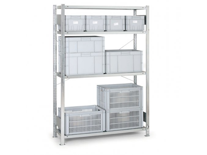 Kovový regál CLIP, 230 kg, 2000 x 1300 x 600 mm, přídavný regál