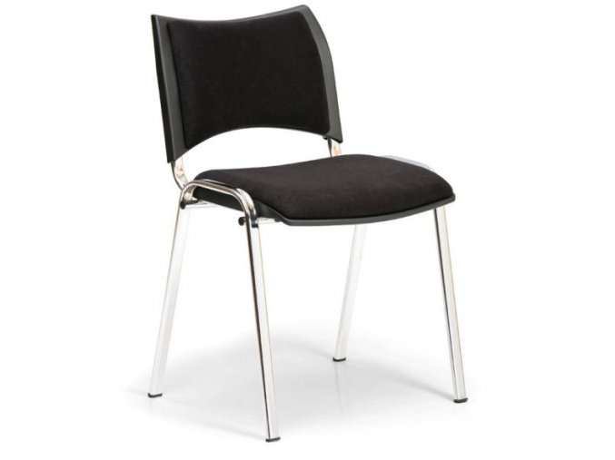 Konferenční židle SMART, chromované nohy, bez područek, černá