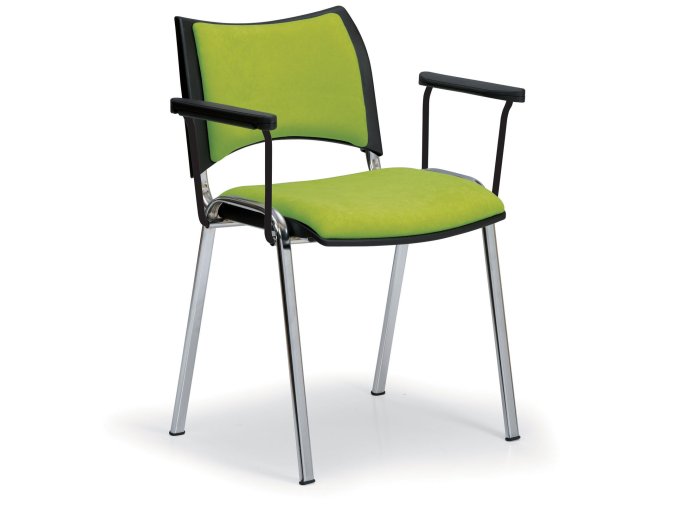 konferencni zidle smart chromovane nohy s podruckami zelena 56403