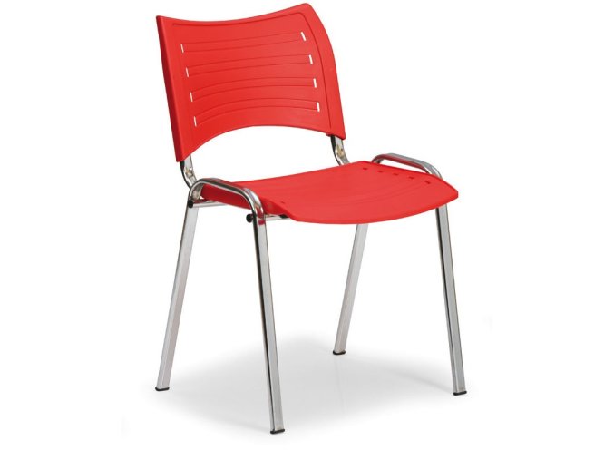 plastova zidle smart chromovane nohy cervena 922