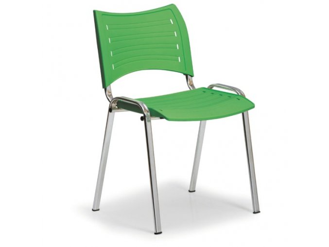 Plastová židle SMART, chromované nohy, zelená