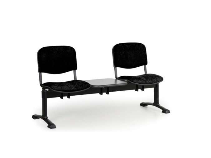 Čalouněná lavice do čekáren VIVA, 2-sedák, se stolkem, černá, černé nohy