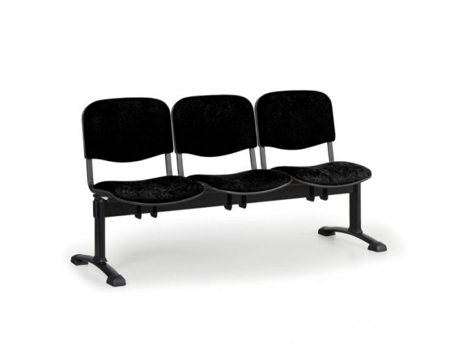 Čalouněná lavice do čekáren VIVA, 3-sedák, černá, černé nohy