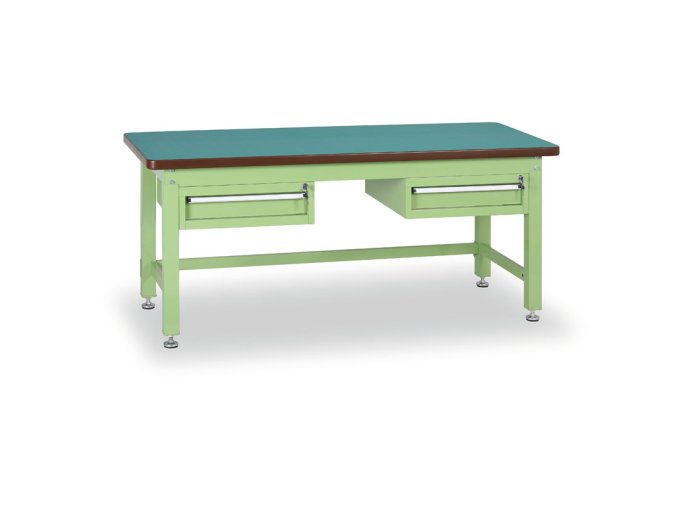 Profesionální dílenský stůl GL, 2x1 zásuvka, deska MDF + PVC, 2100x750 mm