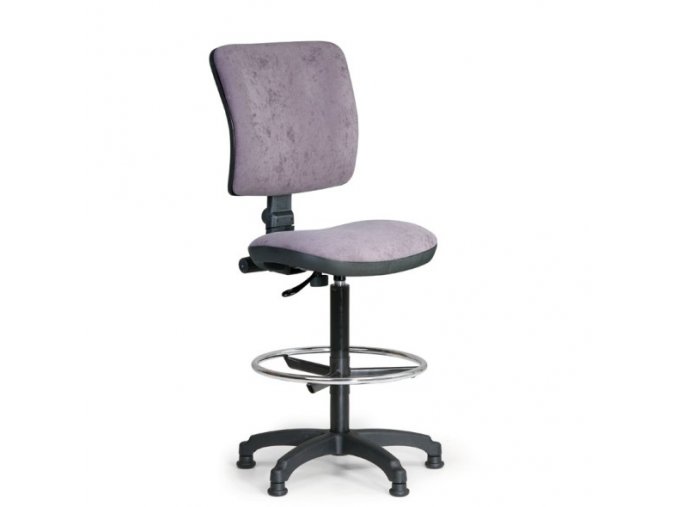 Zvýšená pracovní židle MILANO II bez područek, permanentní kontakt, kluzáky, šedá