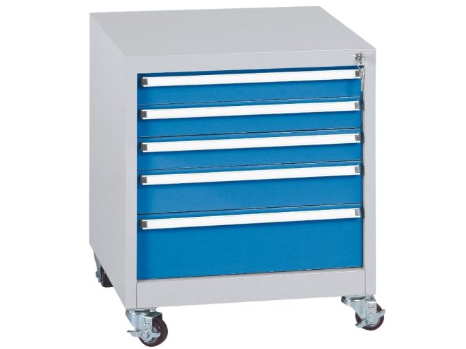 Pojízdný dílenský vozík na nářadí k pracovním stolům do dílny WL/BL, 5 zásuvek, 565 x 580 x 670 mm