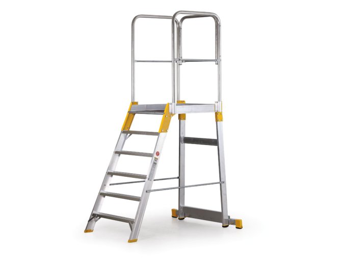 hlinikovy mustek zebrik s plosinou jednostranny alve forte 6 pricek vyska 1 26 m 19602