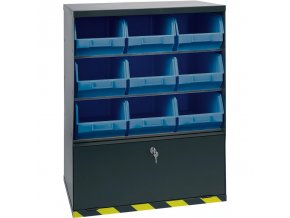 zavesny regal s plastovymi boxy basic a prihradkou 9 boxu 9135