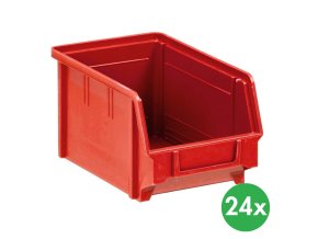 Plastové boxy BASIC, 146 x 237 x 124 mm, 24 ks, červené