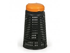 plastovy odpadkovy kos na 120 l pytle cerny oranzove viko 25704