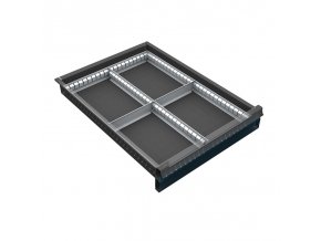 Organizér nářadí do zásuvky skříní KOVOS se šířkou 500 mm, 4 přihrádky, 60 - 120 mm