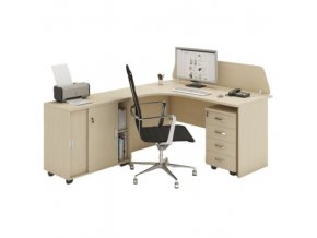Sestava kancelářského nábytku MIRELLI A+, typ F, levá, bříza