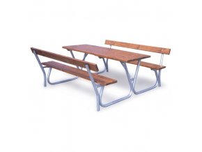 Venkovní stůl s lavicemi a opěradly, 1800 mm